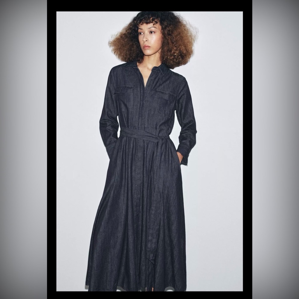 NWT Zara Woman Long Sleeve DenimDress - Picture 3 of 7